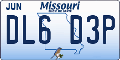 MO license plate DL6D3P