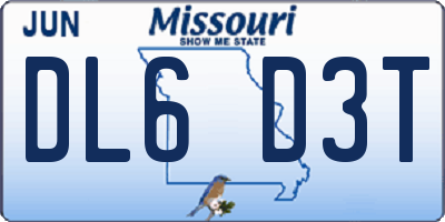MO license plate DL6D3T