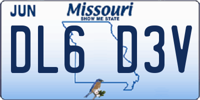 MO license plate DL6D3V