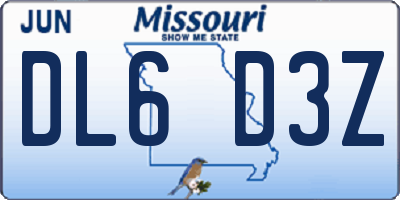 MO license plate DL6D3Z