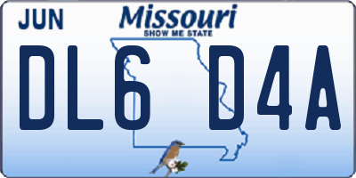 MO license plate DL6D4A