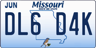 MO license plate DL6D4K