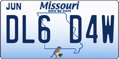 MO license plate DL6D4W