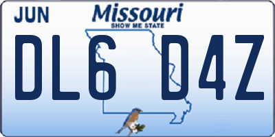 MO license plate DL6D4Z