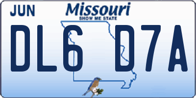 MO license plate DL6D7A