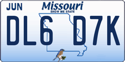 MO license plate DL6D7K