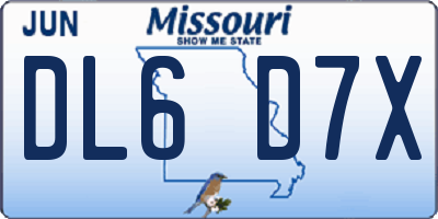 MO license plate DL6D7X