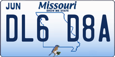 MO license plate DL6D8A