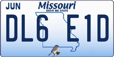 MO license plate DL6E1D