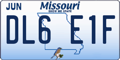 MO license plate DL6E1F