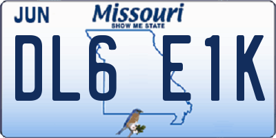 MO license plate DL6E1K