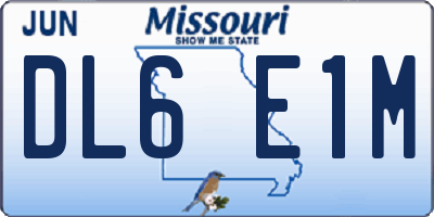 MO license plate DL6E1M