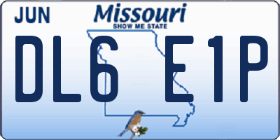 MO license plate DL6E1P