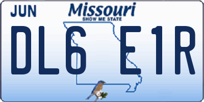 MO license plate DL6E1R