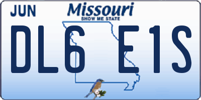 MO license plate DL6E1S