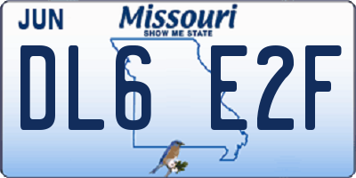 MO license plate DL6E2F