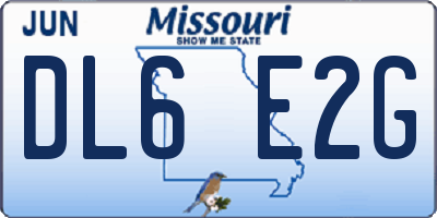 MO license plate DL6E2G