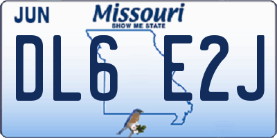 MO license plate DL6E2J
