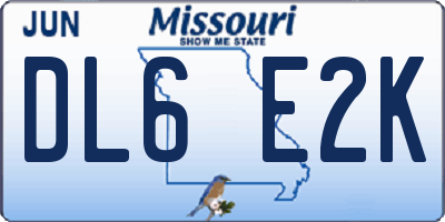 MO license plate DL6E2K