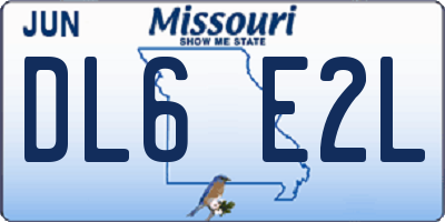 MO license plate DL6E2L