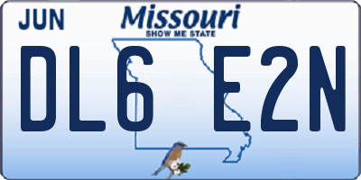 MO license plate DL6E2N