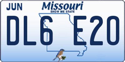 MO license plate DL6E2O