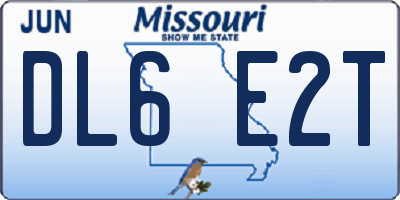 MO license plate DL6E2T