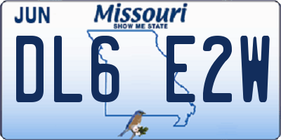MO license plate DL6E2W