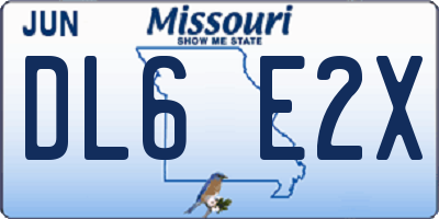 MO license plate DL6E2X