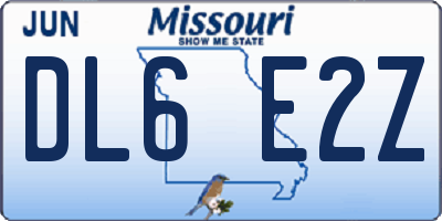 MO license plate DL6E2Z
