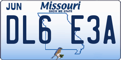 MO license plate DL6E3A