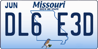 MO license plate DL6E3D