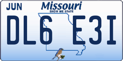 MO license plate DL6E3I