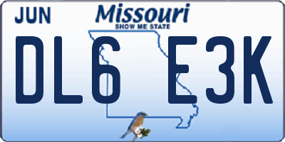 MO license plate DL6E3K