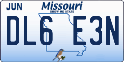MO license plate DL6E3N