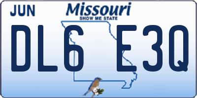MO license plate DL6E3Q