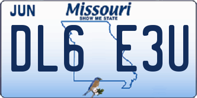 MO license plate DL6E3U