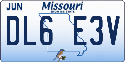MO license plate DL6E3V