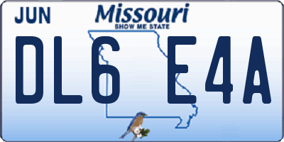 MO license plate DL6E4A