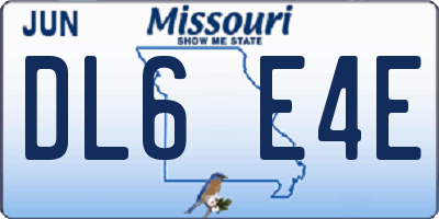 MO license plate DL6E4E