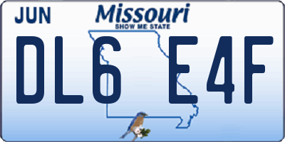 MO license plate DL6E4F