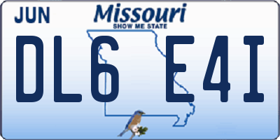 MO license plate DL6E4I
