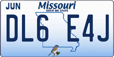 MO license plate DL6E4J