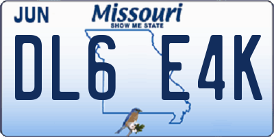 MO license plate DL6E4K
