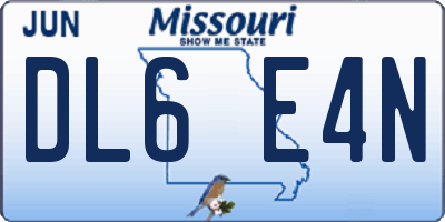 MO license plate DL6E4N