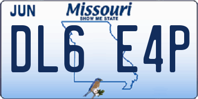 MO license plate DL6E4P