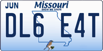 MO license plate DL6E4T