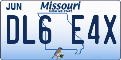 MO license plate DL6E4X