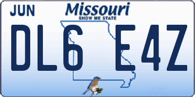 MO license plate DL6E4Z