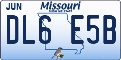 MO license plate DL6E5B